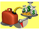 image of gas can and money on scale